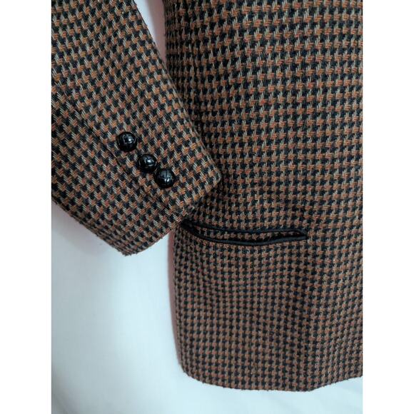 Vtg EH Woods Brown Tweed Wool Blend Blazer Jacket Size 14 U1 Fall Academia Chic - Picture 5 of 6